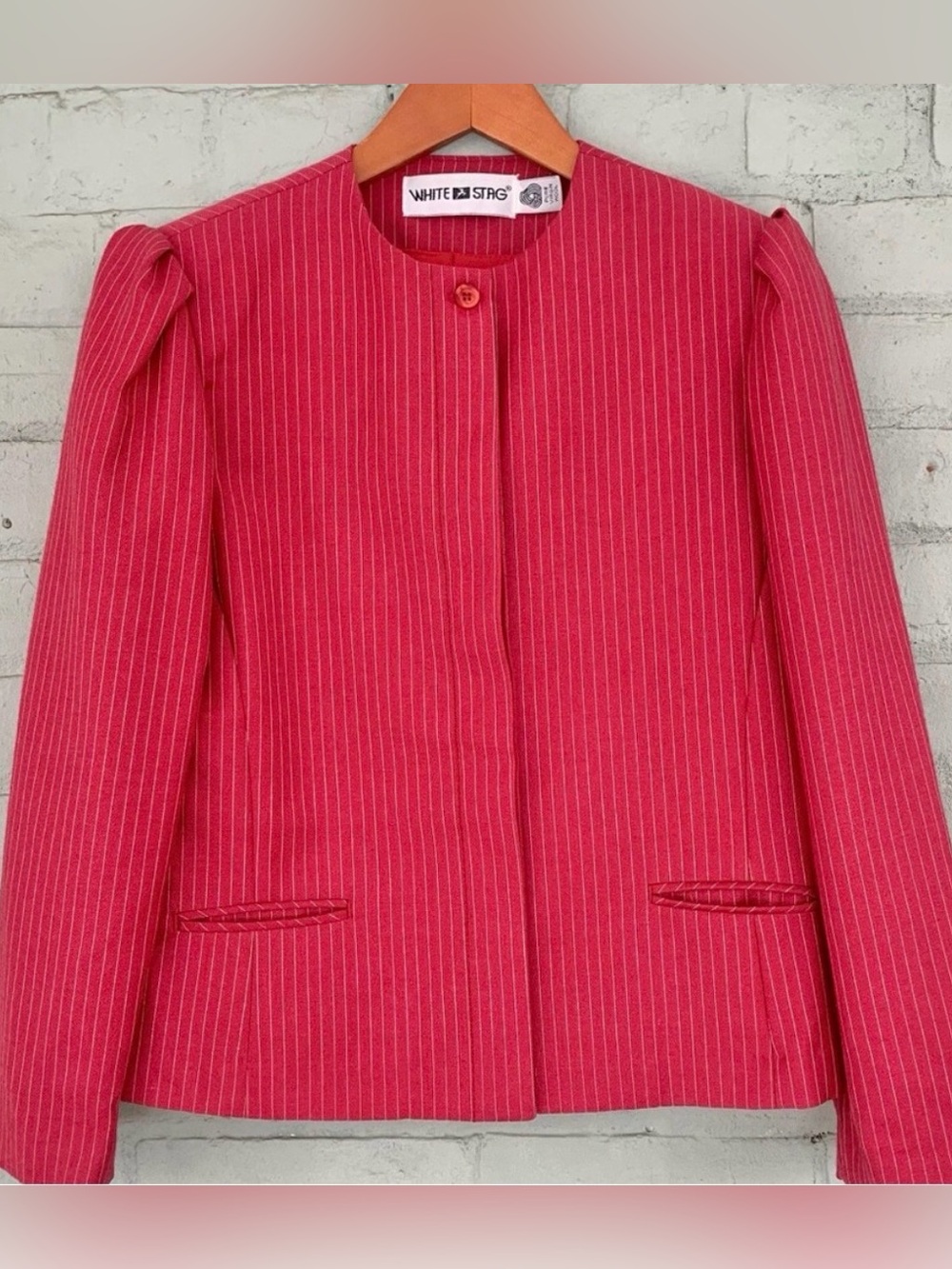 Vintage Red Pinstripe Wool Blazer